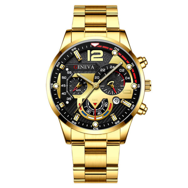 2pcs Men's Popular Steel Strip Fashion Business Three Eye Quartz Watch 2pcs Men's Popular Steel Strip Fashion Business Three Eye Quartz Watch