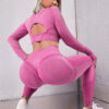 2pcs Sports Suits Long Sleeve Hollow Design Tops and Butt Lifting High 2pcs Sports Suits Long Sleeve Hollow Design Tops and Butt Lifting High