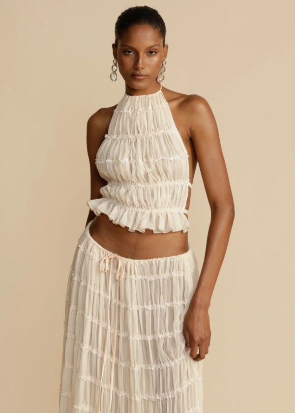 2pcs Women's Dress Suit Sexy Sleeveless Backless Cropped Halter Top 2pcs Women's Dress Suit Sexy Sleeveless Backless Cropped Halter Top