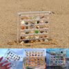 36 64 Grids Seashell Display Box Acrylic Magnetic Case Organizer