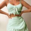 3pcs Beach Bikini with Hip-hugging Skirt Fashion Ruffle Design Swimsuit 3pcs Beach Bikini with Hip-hugging Skirt Fashion Ruffle Design Swimsuit