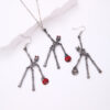 3pcs Halloween Skeleton Earrings and Necklace Set Creative Retro