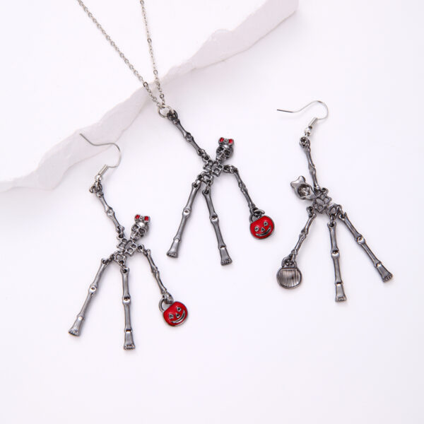 3pcs Halloween Skeleton Earrings and Necklace Set Creative Retro