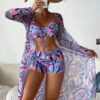 3pcs Pring Bikini with Long Sleeve Cardigan Fashion Summer Beach 3pcs Pring Bikini with Long Sleeve Cardigan Fashion Summer Beach