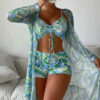 3pcs Pring Bikini with Long Sleeve Cardigan Fashion Summer Beach 3pcs Pring Bikini with Long Sleeve Cardigan Fashion Summer Beach