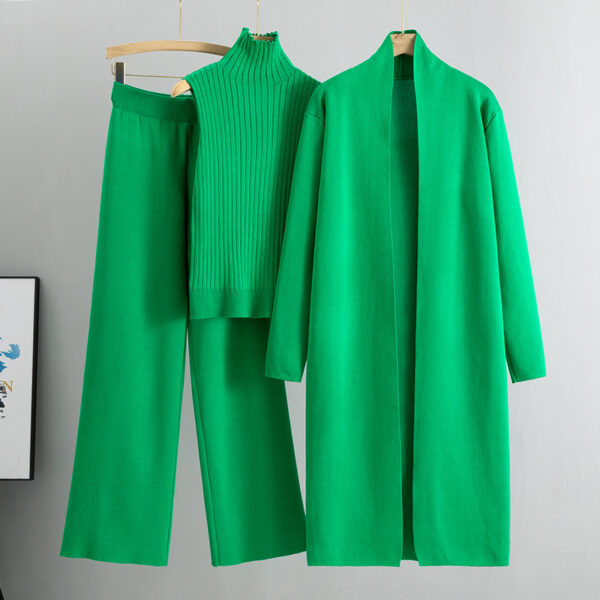 3pcs Suits Women Fashion Knitting Sleeveless Vest Sweater Long Cardigan