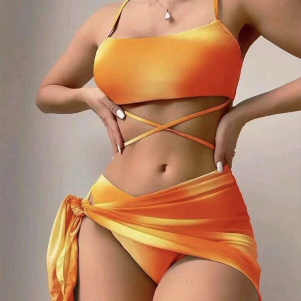 3pcs Tie Dye Print Bikini with Short Skirt Summer Beach Sexy Swimwear