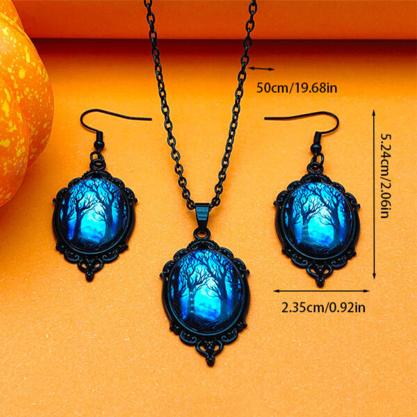 3pcs Vintage Halloween Tree of Life and Witch Necklace Set