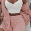 3pcs Womens Clothing Long Sleeve Crop Tank Top and Drawstring Shorts 3pcs Womens Clothing Long Sleeve Crop Tank Top and Drawstring Shorts