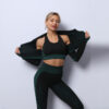 3PCS Yoga Set Seamless Sport Women Gym Clothing Leggings Crop Top 3PCS Yoga Set Seamless Sport Women Gym Clothing Leggings Crop Top