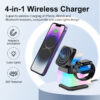 4 in 1 Rotatable Colorful Lighting Wireless Charger Stand for Phone 15 4 in 1 Rotatable Colorful Lighting Wireless Charger Stand for Phone 15