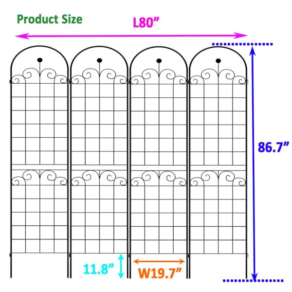 4 Pack Metal Garden Trellis for Climbing Plants Outdoor Netting
