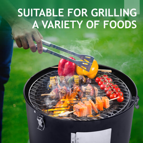 47x41.5x82cm Black Double-walled Cylindrical Smoker Charcoal Grill