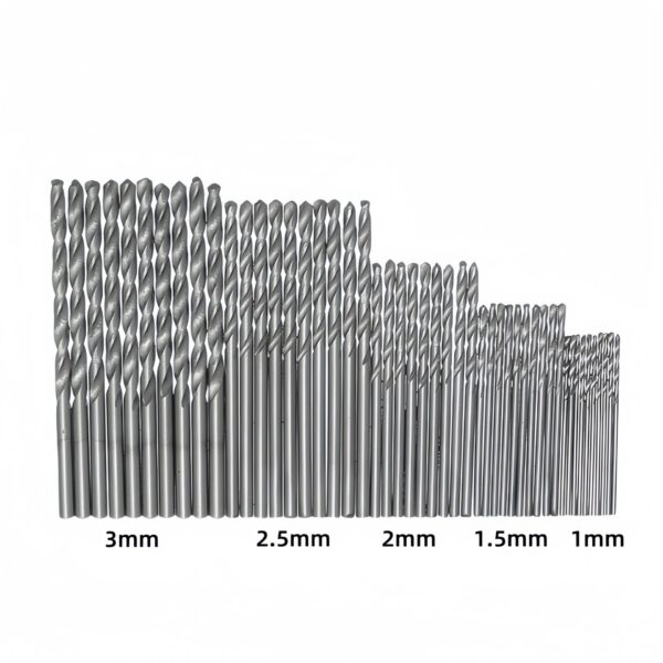 50PC Twist Drill Sets 1-3mm Bit H2high Speed Steel Titanium Plating