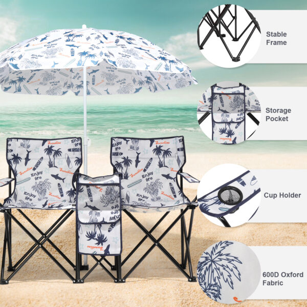 59x19.6x31in Coconut Tree Pattern Fishing Chair with Parasol Camping 59x19.6x31in Coconut Tree Pattern Fishing Chair with Parasol Camping