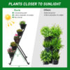 65x60x130cm 5 Layers with Wheels Black PE Planter Pot