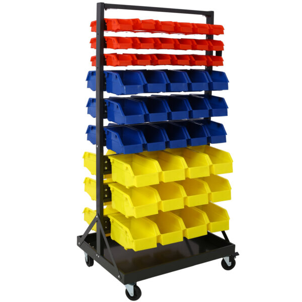 90 Parts Box Shelf Storage Organizer with Locking Wheels for Shops
