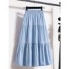 All-match Large Hem Elastic Waist Ice Silk Denim Skirt for Women