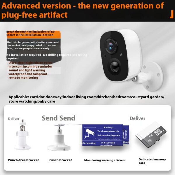 Battery Surveillance Camera Wireless WiFi Connection Mobile Phone