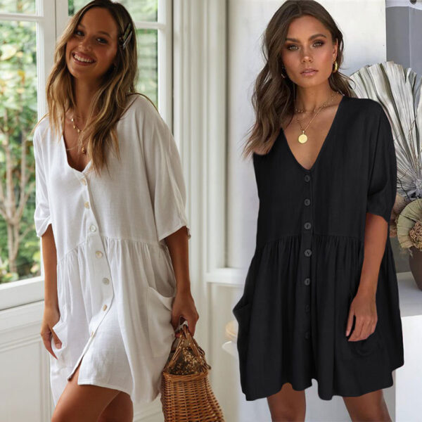 Beach Bikini Blouse Loose Button Vacation Skirt Beach Bikini Blouse Loose Button Vacation Skirt