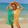Beach Hollow Out Tops Cover-up Knit Bikini Over-blouse
