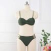 Bikini Sets Solid Color Swimsuit Sexy Mid-waist Bandeau Gather Cup Bikini Sets Solid Color Swimsuit Sexy Mid-waist Bandeau Gather Cup