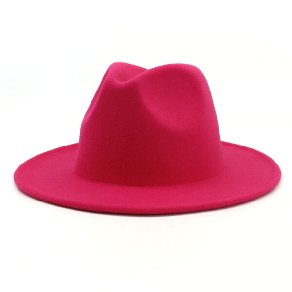 Black Minimalist Woolen Flat Brimmed Jazz Hat with Large Brim
