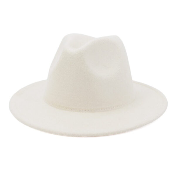 Black Minimalist Woolen Flat Brimmed Jazz Hat with Large Brim