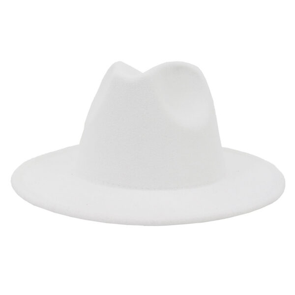 Black Minimalist Woolen Flat Brimmed Jazz Hat with Large Brim