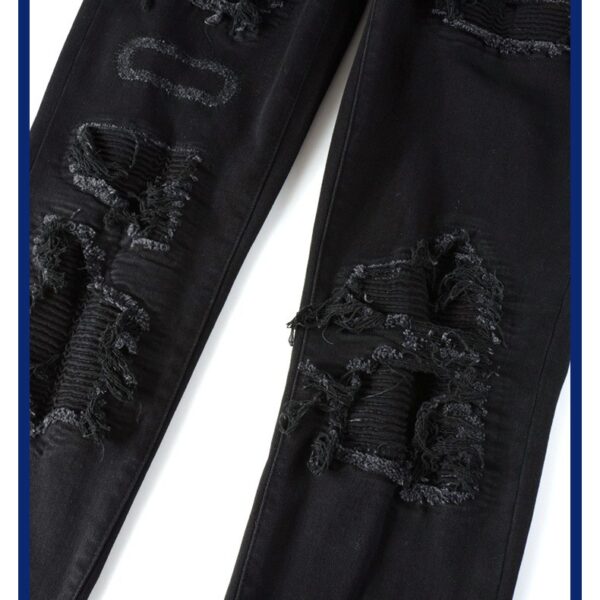 Black Patch Pleated Jeans for Men Black Patch Pleated Jeans for Men