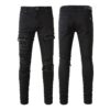 Black Patch Pleated Jeans for Men Black Patch Pleated Jeans for Men