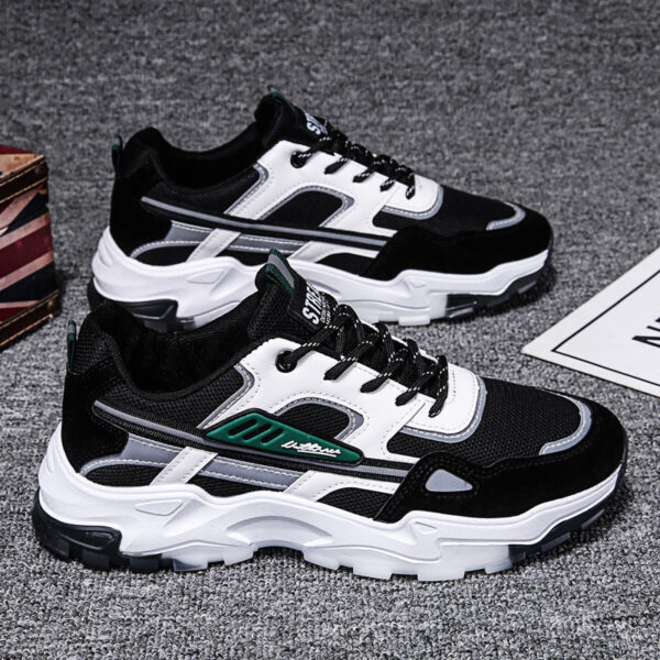 Black White Lace-up Sneakers Men Outdoor Breathable Csual Mesh Shoes