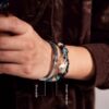 Bracelet Men's 99 Foot Silver Mobius Ring with Loop Pattern