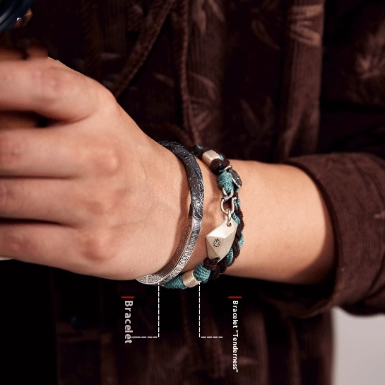 Bracelet Men's 99 Foot Silver Mobius Ring with Loop Pattern
