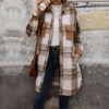 Brushed Plaid Long Coat with Pockets Fashion Winter Jacket Outwear