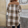 Brushed Plaid Long Coat with Pockets Fashion Winter Jacket Outwear