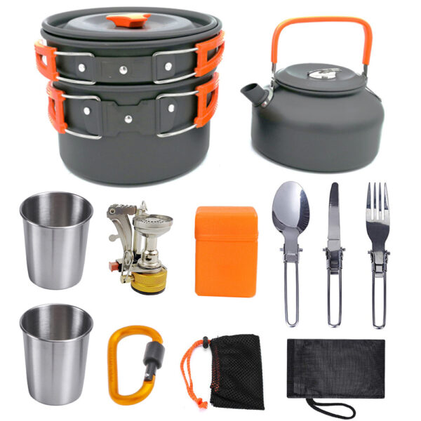 Camping Cookware Kit Outdoor Cooking Set Aluminum Equipment Pot Travel Camping Cookware Kit Outdoor Cooking Set Aluminum Equipment Pot Travel