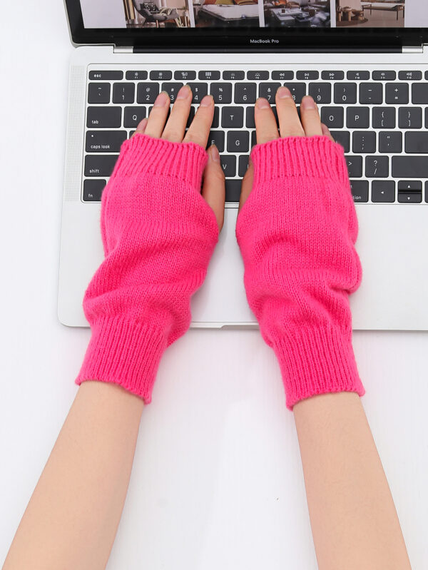 Candy Color Fluorescent Knit Short Solid Halloween Gloves Arm Warmer Candy Color Fluorescent Knit Short Solid Halloween Gloves Arm Warmer