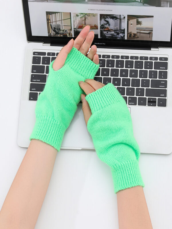 Candy Color Fluorescent Knit Short Solid Halloween Gloves Arm Warmer Candy Color Fluorescent Knit Short Solid Halloween Gloves Arm Warmer