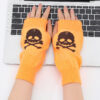 Candy Color Fluorescent Knit Short Solid Skull Halloween Gloves Arm