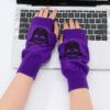 Candy Color Fluorescent Knit Short Solid Skull Halloween Gloves Arm