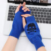 Candy Color Fluorescent Knit Short Solid Skull Halloween Gloves Arm