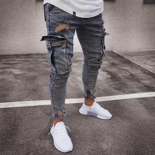 Cargo Hole Denim Jeans Men Cargo Hole Denim Jeans Men