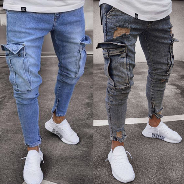 Cargo Hole Denim Jeans Men Cargo Hole Denim Jeans Men