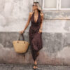 Casual Dot Slim V-neck Long Dresses for Women Fashion Summer Women's
