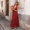 Casual Dot Slim V-neck Long Dresses for Women Fashion Summer Women's