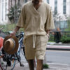 Casual Jacquard Suits Summer V-neck Short-sleeved T-shirt Casual Jacquard Suits Summer V-neck Short-sleeved T-shirt