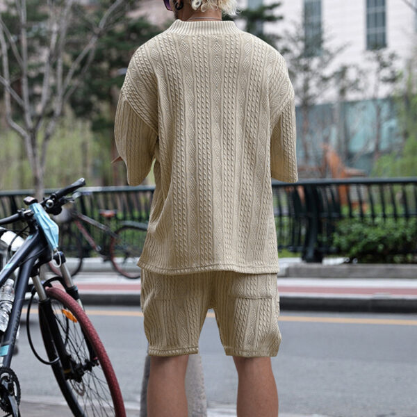 Casual Jacquard Suits Summer V-neck Short-sleeved T-shirt Casual Jacquard Suits Summer V-neck Short-sleeved T-shirt