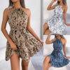 Casual Leopard Print Ruffled Swing Dress Summer Fashion Beach Dresses Casual Leopard Print Ruffled Swing Dress Summer Fashion Beach Dresses
