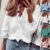 Casual Long Sleeved Ruffled Long-sleeved Blouse for Women Spring Summer Casual Long Sleeved Ruffled Long-sleeved Blouse for Women Spring Summer